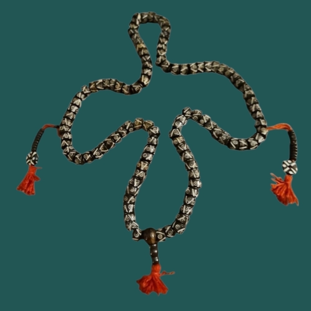 Tibetan Buddhist Carved Gemstone 108 Mala Prayer Beads